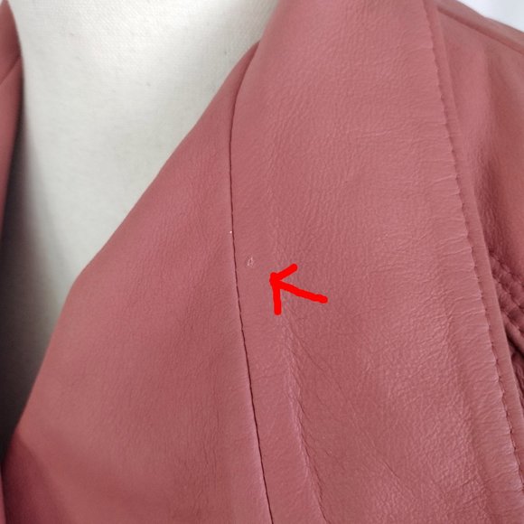 Marc New York Coral Pink Felix Knit Panel Moto Leather Jacket - Picture 14 of 16